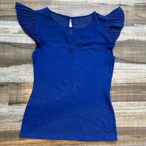 Royal Blue Express Ruffles Cap Sleeve Top